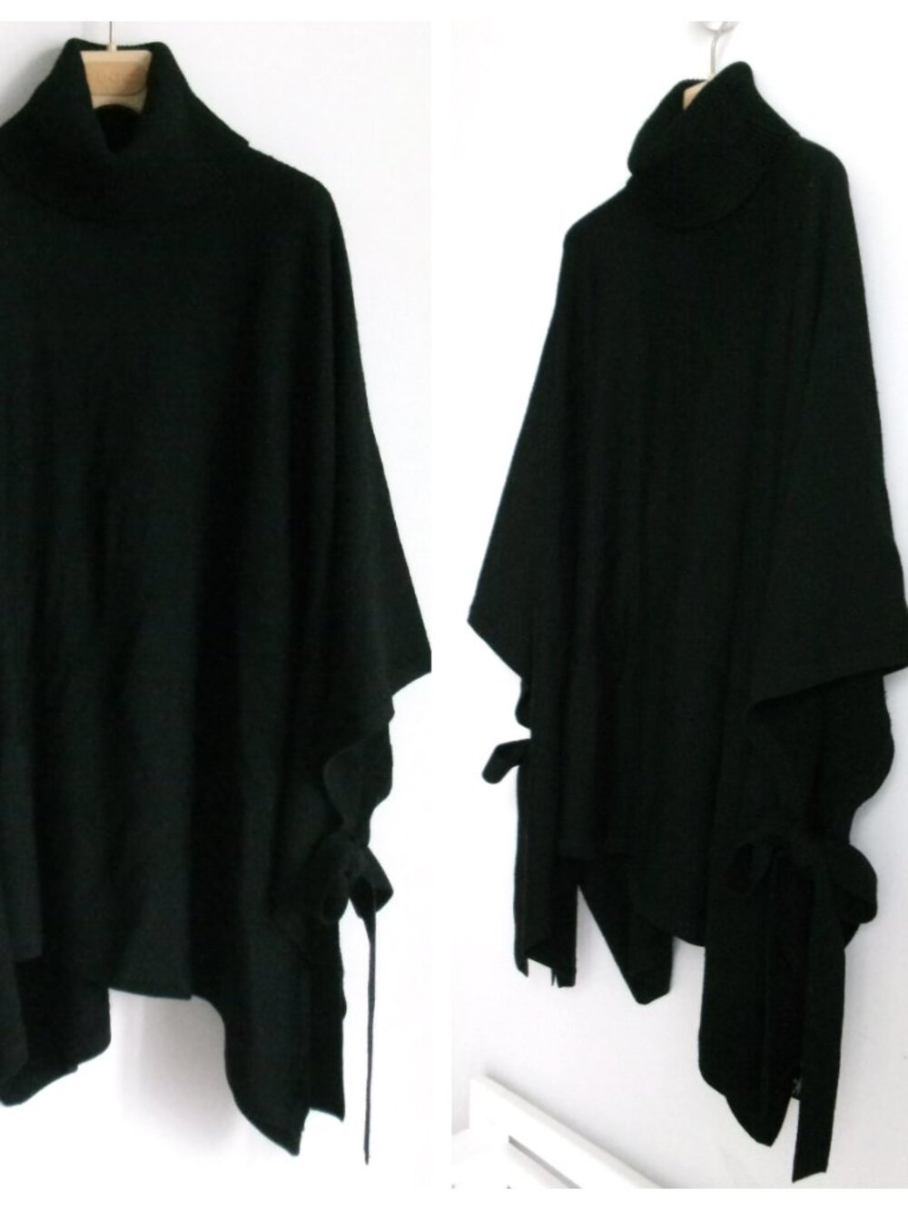 THEORY WOMEN'S WOOL KNIT CAPE PONCHO BLACK Sz-S